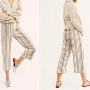Free People pinstripe cropped wide leg pants
